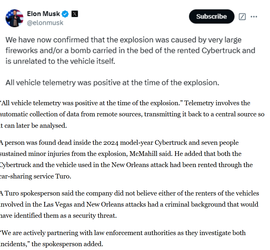 Tesla Cyber truck Explosion