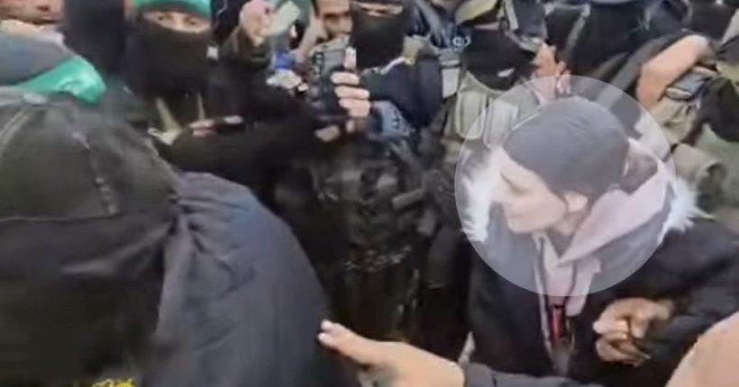 Israeli Hostage Arbel Yehoud Escorted by Militants to Red Cross Vehicle Pulse news network Israeli Hostage Arbel Yehoud Escorted by Militants to Red Cross Vehicle Pulse news network