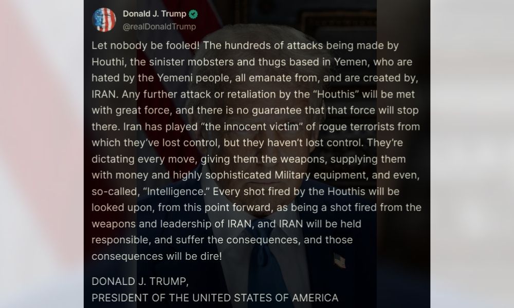 Trump Warns Iran of ‘Dire Consequences’ Over Houthi Attacks Pulse news network