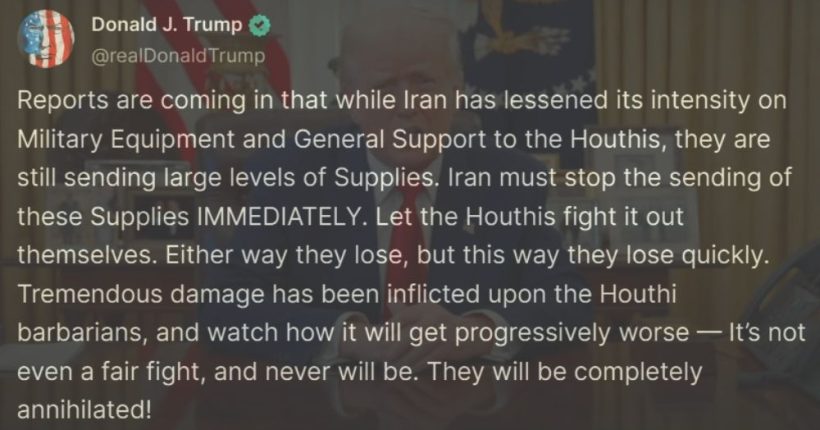 Trump Warns Iran to Halt Houthi Support Immediately Pulse news network Trump Warns Iran to Halt Houthi Support Immediately Pulse news network